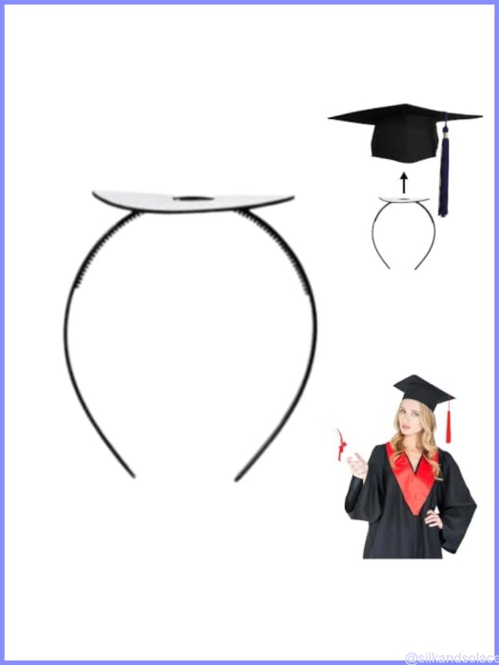 Graduation Cap Headband Anti-Fall Hairband Hat Accessory 2Pcs Adhesive